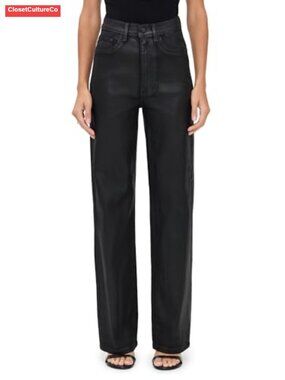 High Rise Wide Leg Coated Sculpt Stretch Jeans
